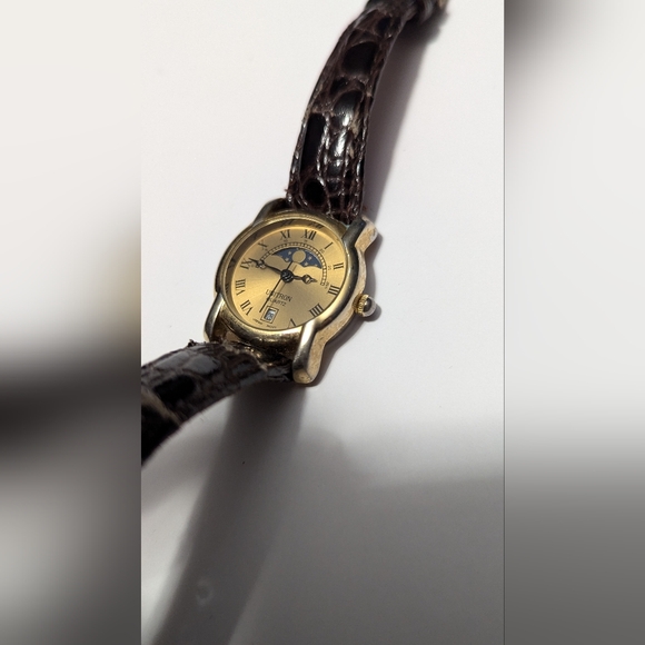 Vintage UNITRON Moon Phase Date Watch Brown Leather…31 - Picture 6 of 8